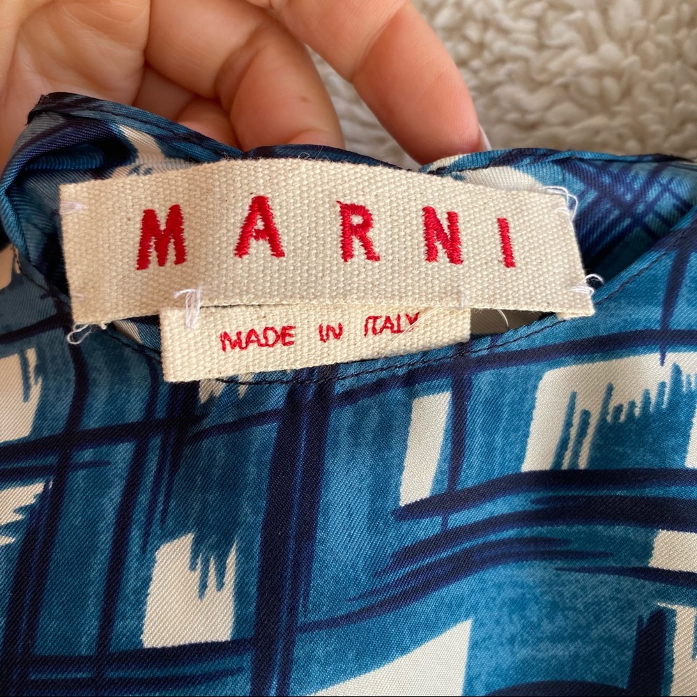 Marni 100% Silk Tank Blue White Size Large - Picture 2 of 7